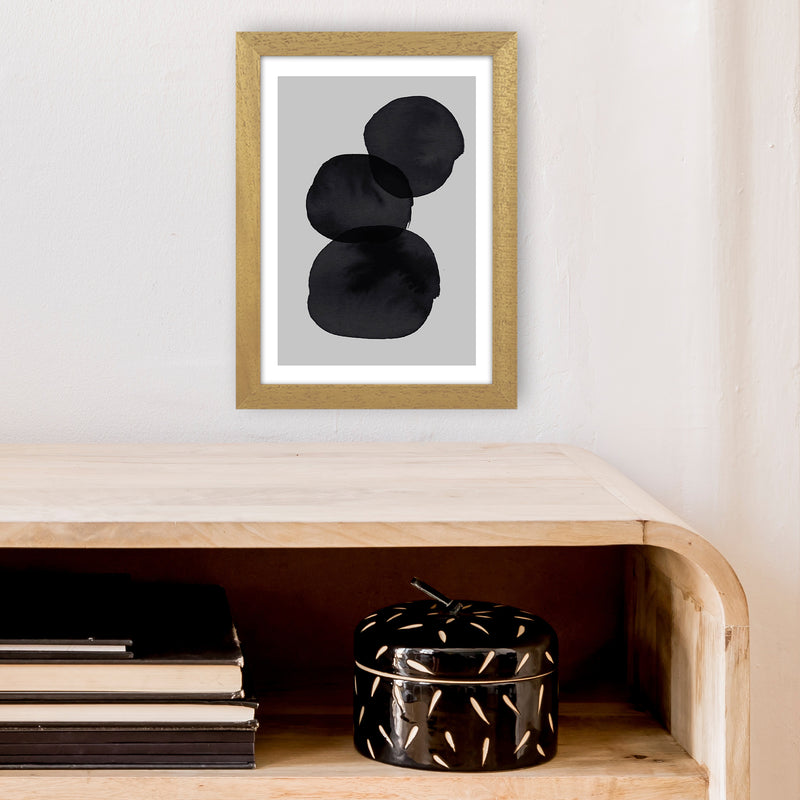 Grey And Black Stacked Circles Art Print by Pixy Paper A4 Print Only