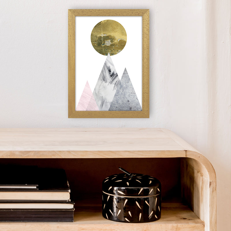 Luna Gold Moon And Mountains  Art Print by Pixy Paper A4 Print Only
