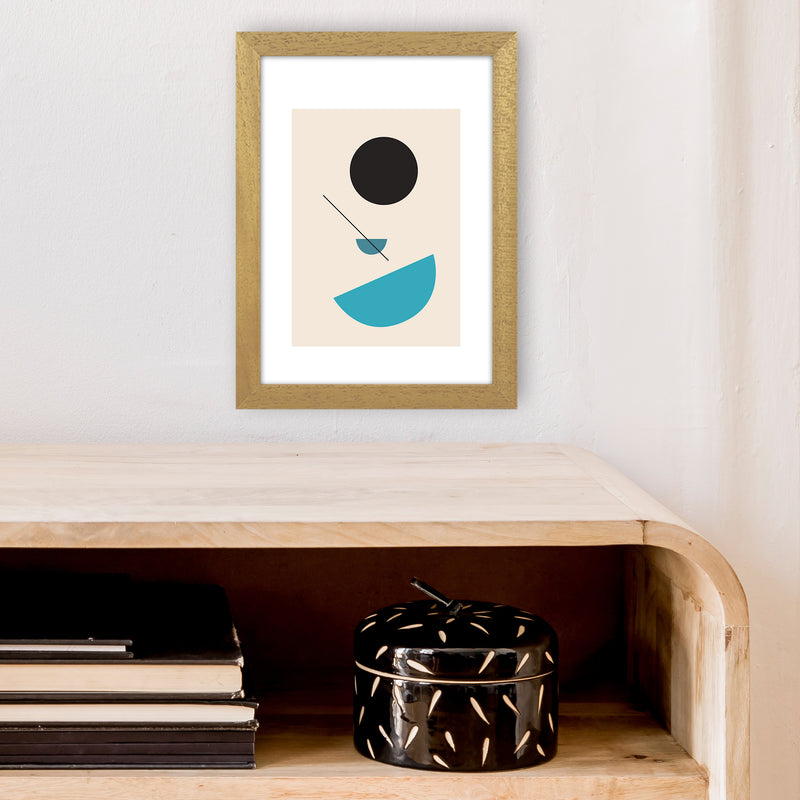 Mita Teal Abstract Shapes N2  Art Print by Pixy Paper A4 Print Only