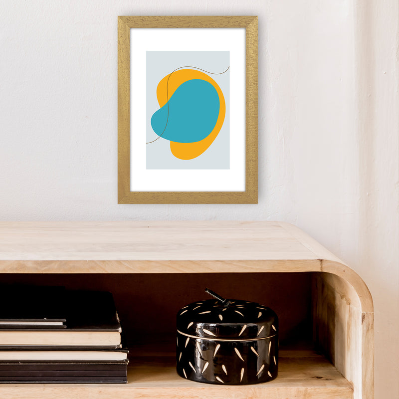 Mita Teal Bold Abstract N22  Art Print by Pixy Paper A4 Print Only