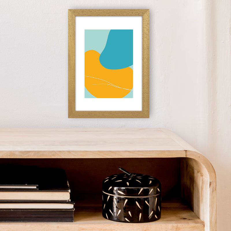Mita Teal Bold Abstract N20  Art Print by Pixy Paper A4 Print Only