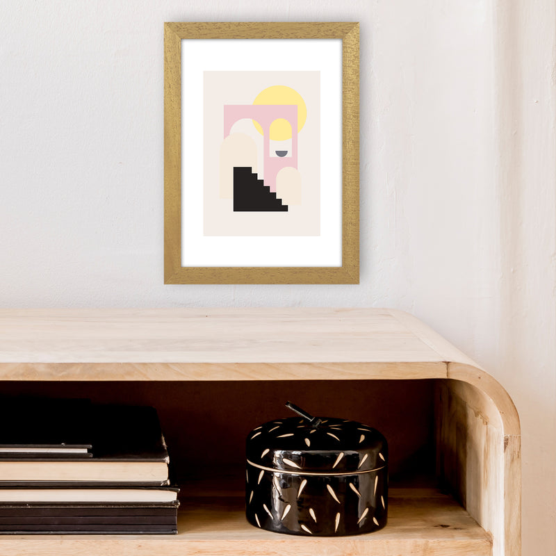 Mila Pink Stairs To Sun N6  Art Print by Pixy Paper A4 Print Only