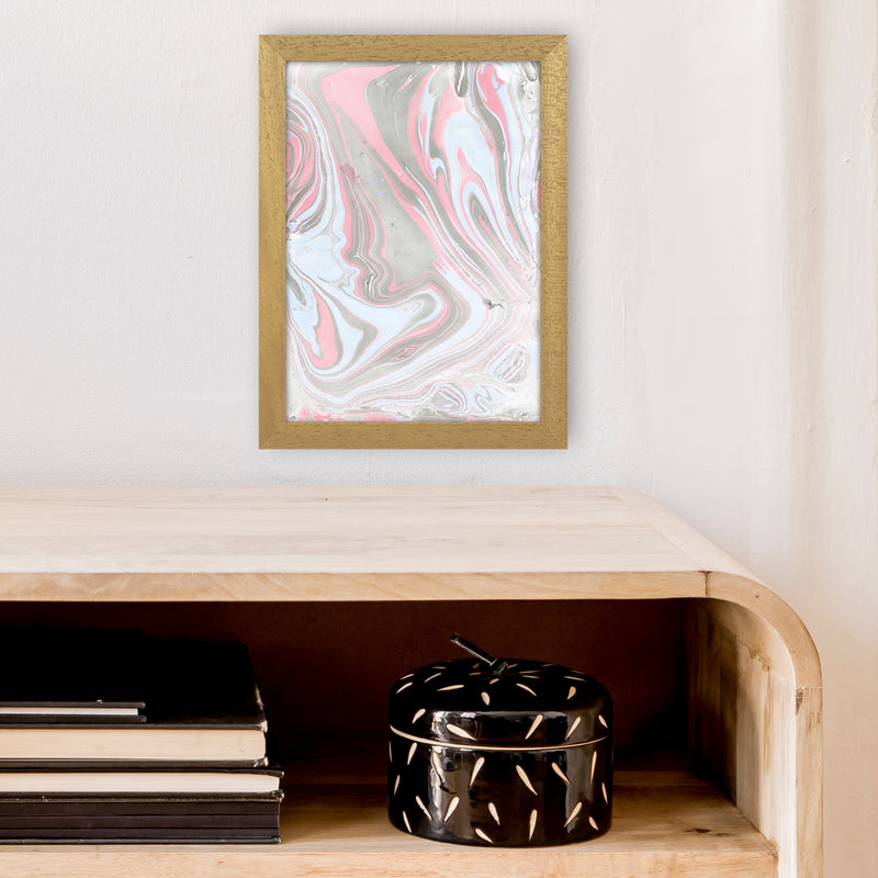 Liquid Mix Stone And Pink  Art Print by Pixy Paper A4 Print Only