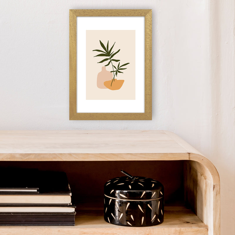 Mica Plant Pots Beige N1  Art Print by Pixy Paper A4 Print Only