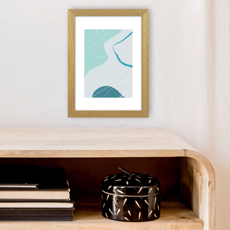 Mita Teal Abstract N17  Art Print by Pixy Paper A4 Print Only
