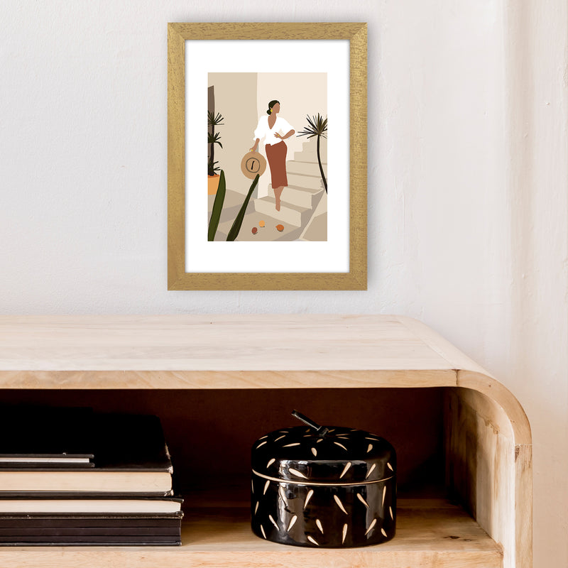 Mica Girl On Stairs N8  Art Print by Pixy Paper A4 Print Only
