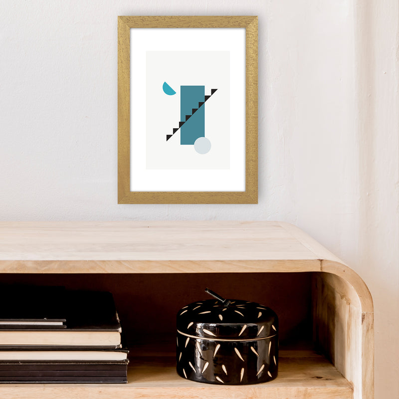 Mita Teal Abstract N11  Art Print by Pixy Paper A4 Print Only