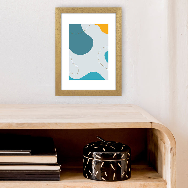 Mita Teal Abstract N16  Art Print by Pixy Paper A4 Print Only