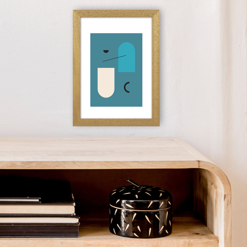 Mita Teal Abstract N4  Art Print by Pixy Paper A4 Print Only