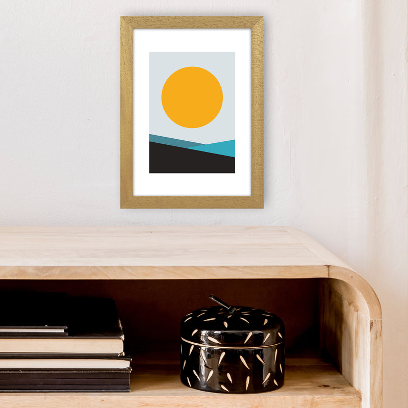 Mita Teal Big Sun N6  Art Print by Pixy Paper A4 Print Only