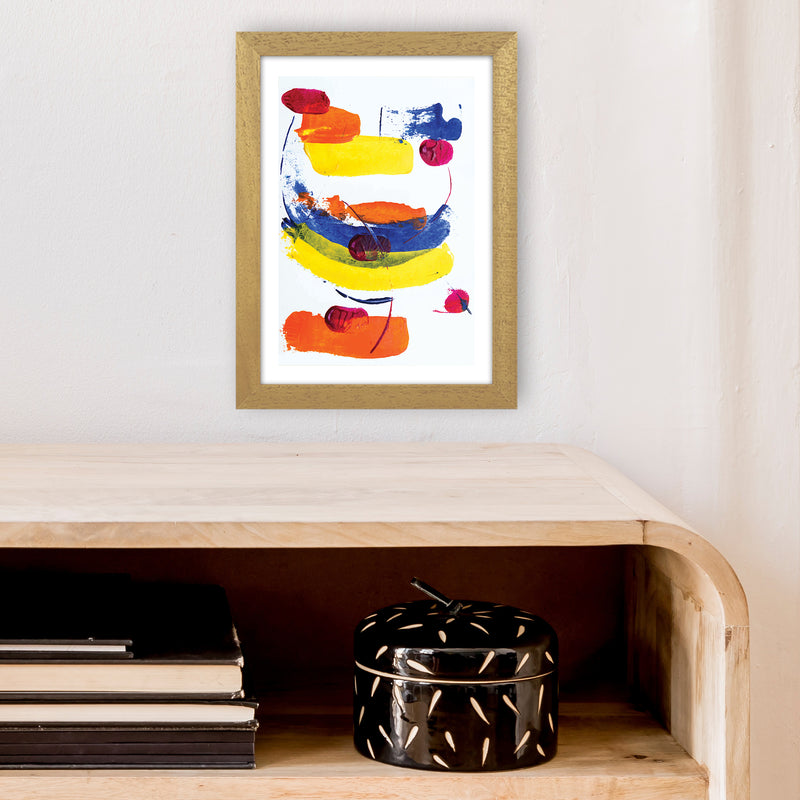 Bright Yellow Blue And Red Paint Strokes  Art Print by Pixy Paper A4 Print Only