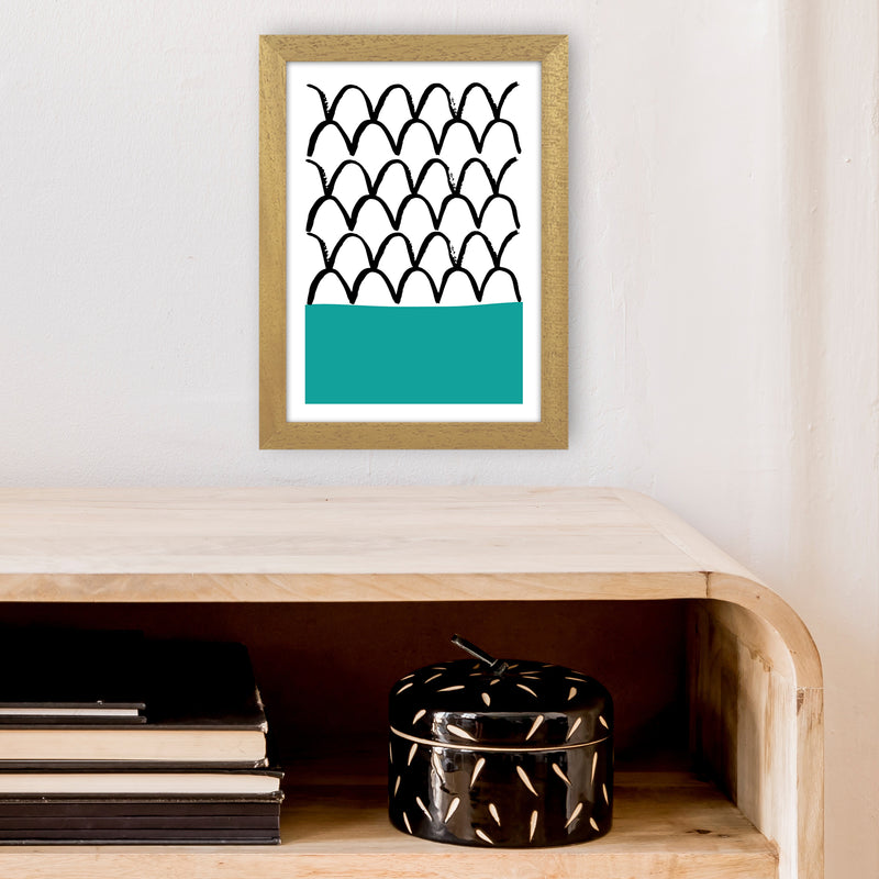 Teal Fishscales Neon Funk  Art Print by Pixy Paper A4 Print Only
