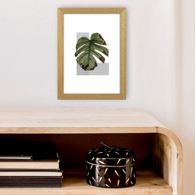 Green Leaf Grey  Art Print by Pixy Paper A4 Print Only