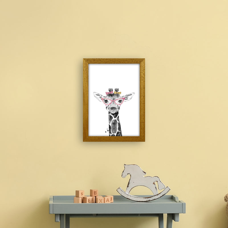 Safari Babies Giraffe With Glasses  Art Print by Pixy Paper A4 Print Only