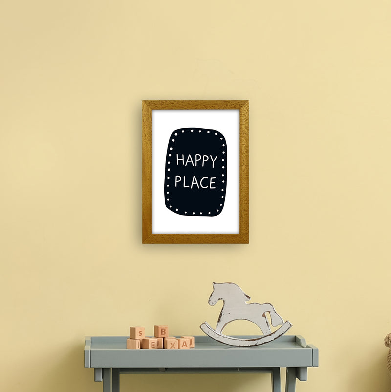Happy Place Super Scandi Black  Art Print by Pixy Paper A4 Print Only