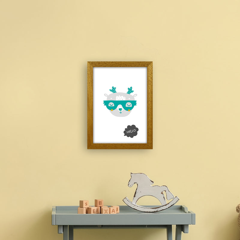 Hello Animal Teal Super Scandi  Art Print by Pixy Paper A4 Print Only