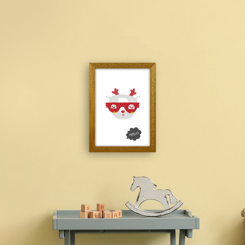 Hello Animal Red Super Scandi  Art Print by Pixy Paper A4 Print Only