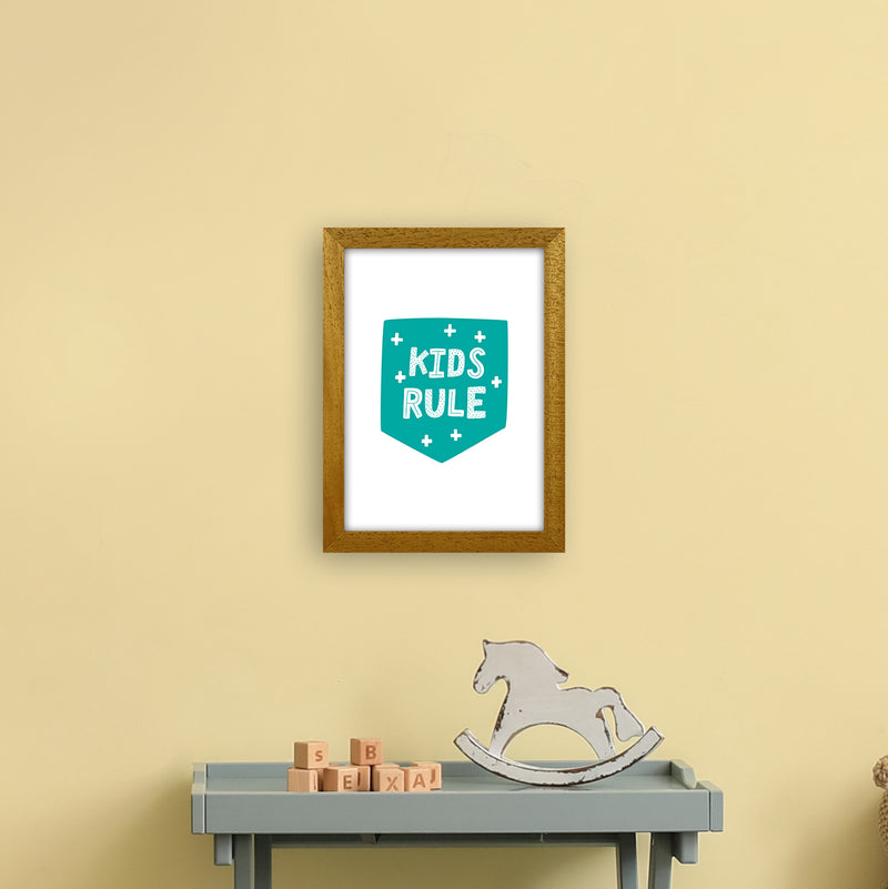 Kids Rule Teal Super Scandi  Art Print by Pixy Paper A4 Print Only
