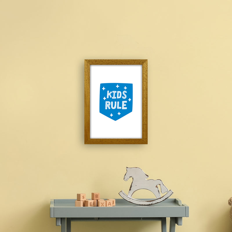 Kids Rule Blue Super Scandi  Art Print by Pixy Paper A4 Print Only