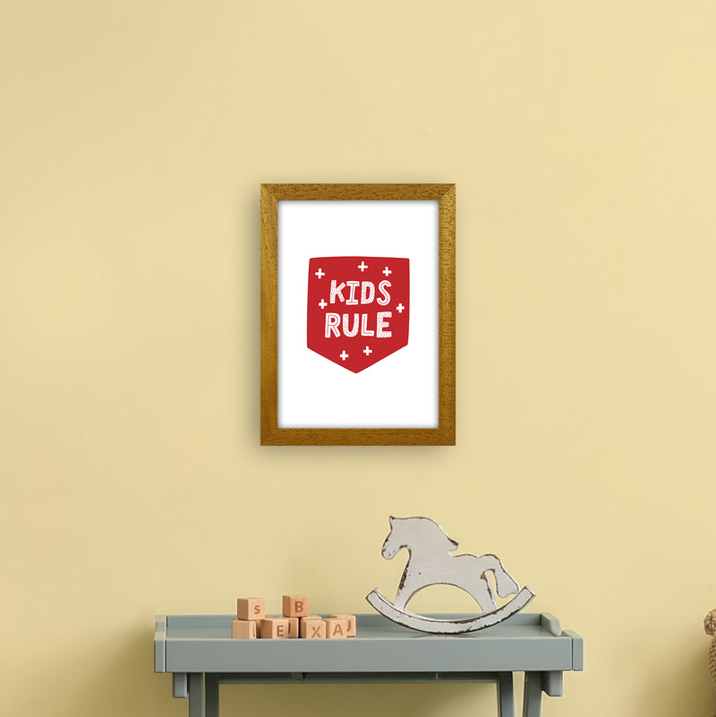 Kids Rule Red Super Scandi  Art Print by Pixy Paper A4 Print Only