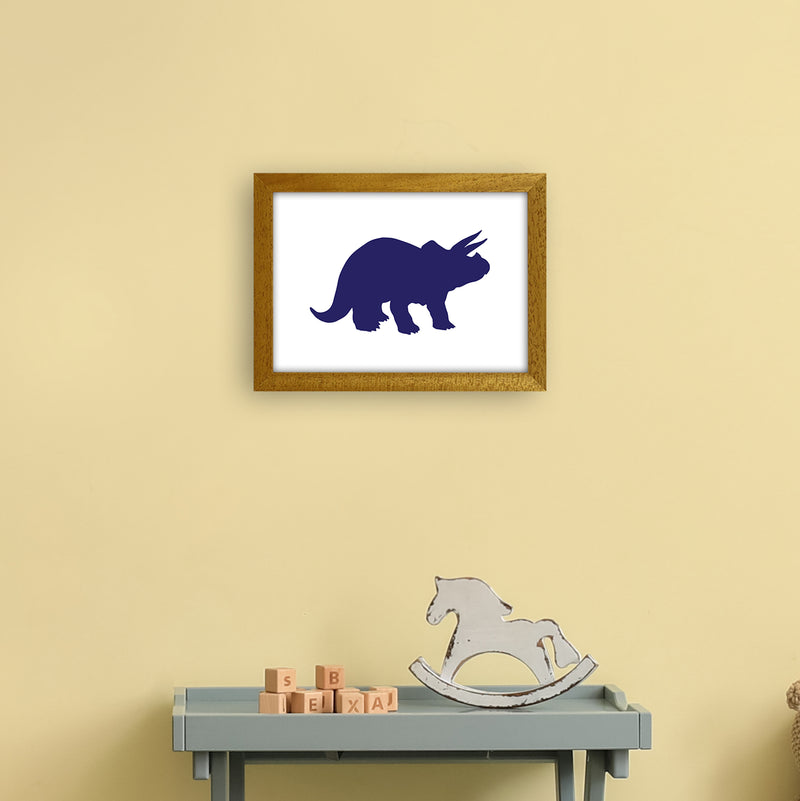 Triceratops Navy  Art Print by Pixy Paper A4 Print Only