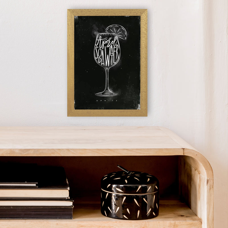 Prosecco Spritz Cocktail Black  Art Print by Pixy Paper A4 Print Only