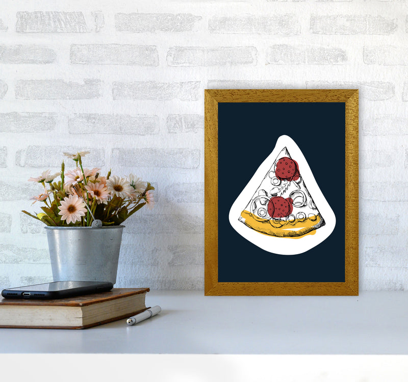 Kitchen Pop Pizza Navy Art Print by Pixy Paper A4 Print Only