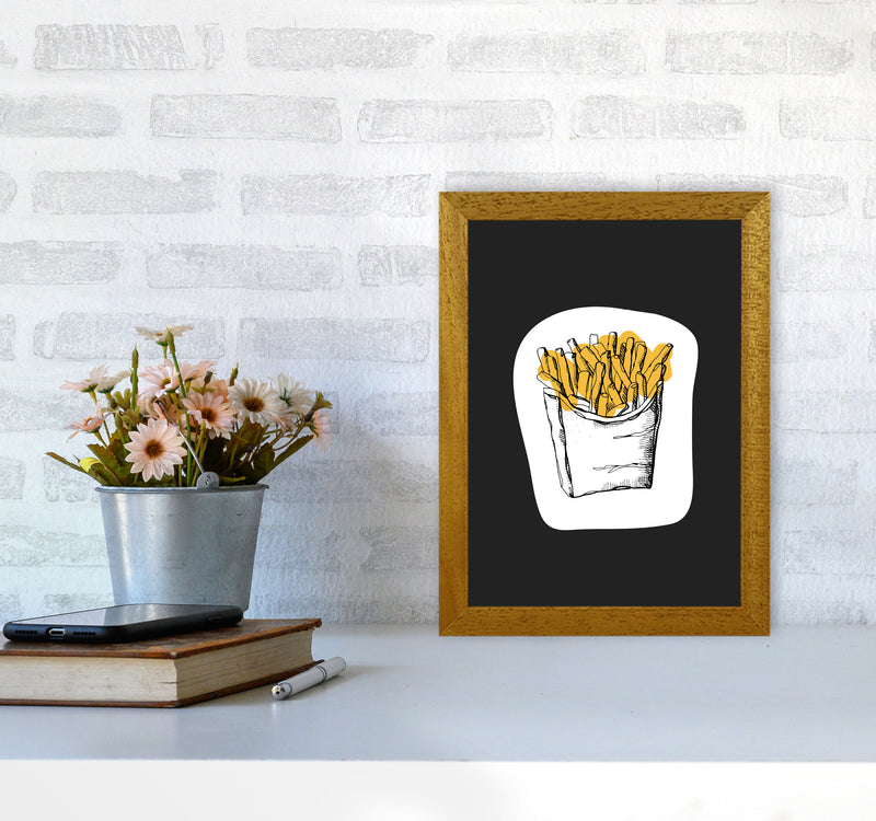 Kitchen Pop Fries Off Black Art Print by Pixy Paper A4 Print Only