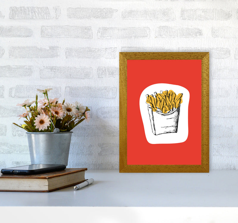 Kitchen Pop Fries Red Art Print by Pixy Paper A4 Print Only