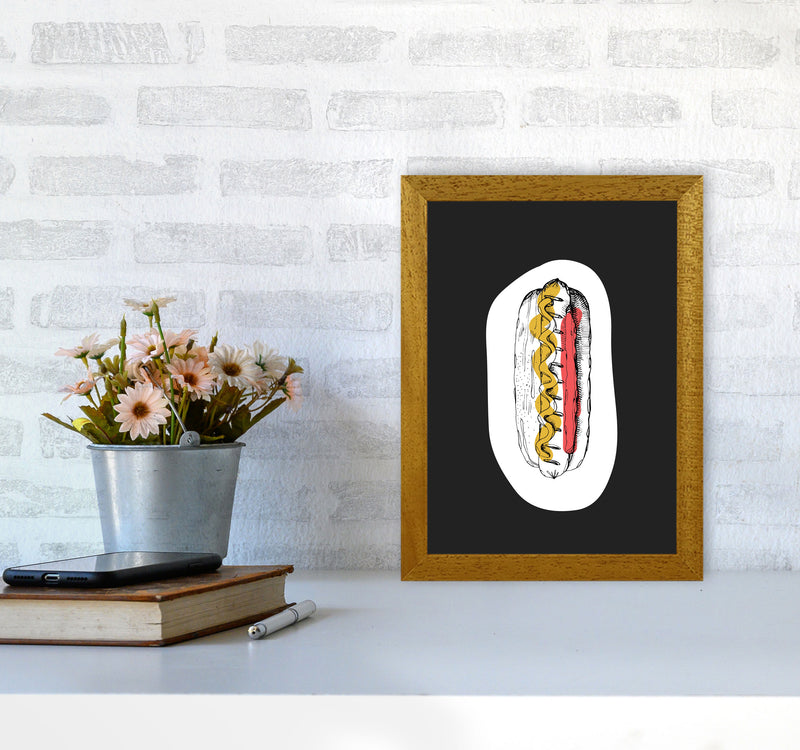 Kitchen Pop Hot Dog Off Black Art Print by Pixy Paper A4 Print Only