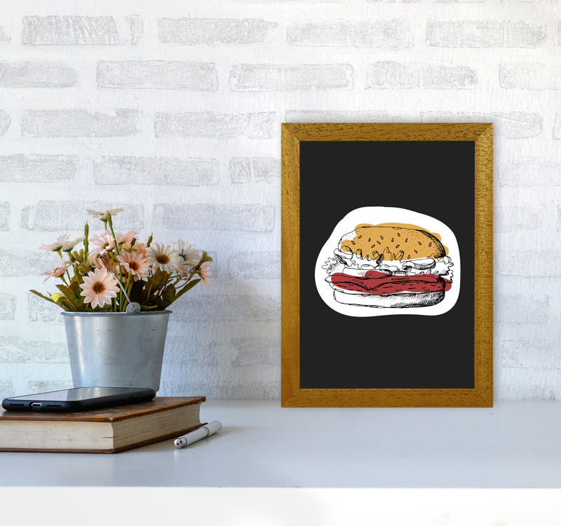 Kitchen Pop Burger Off Black Art Print by Pixy Paper A4 Print Only