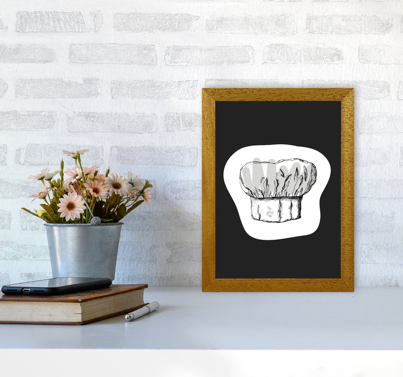 Kitchen Pop Chef's Hat Off Black Art Print by Pixy Paper A4 Print Only