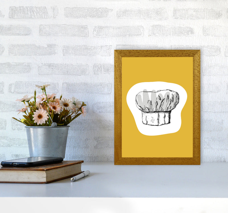 Kitchen Pop Chef's Hat Mustard Art Print by Pixy Paper A4 Print Only