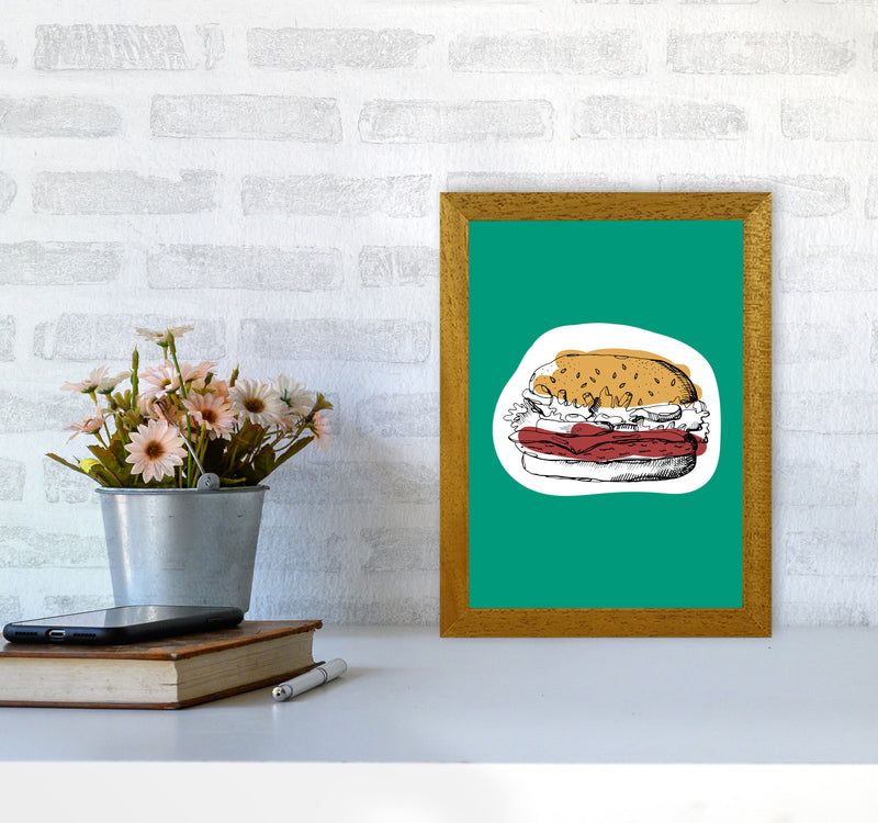 Kitchen Pop Burger Teal Art Print by Pixy Paper A4 Print Only