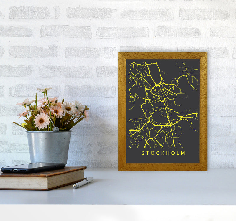Stockholm Map Neon Art Print by Pixy Paper A4 Print Only