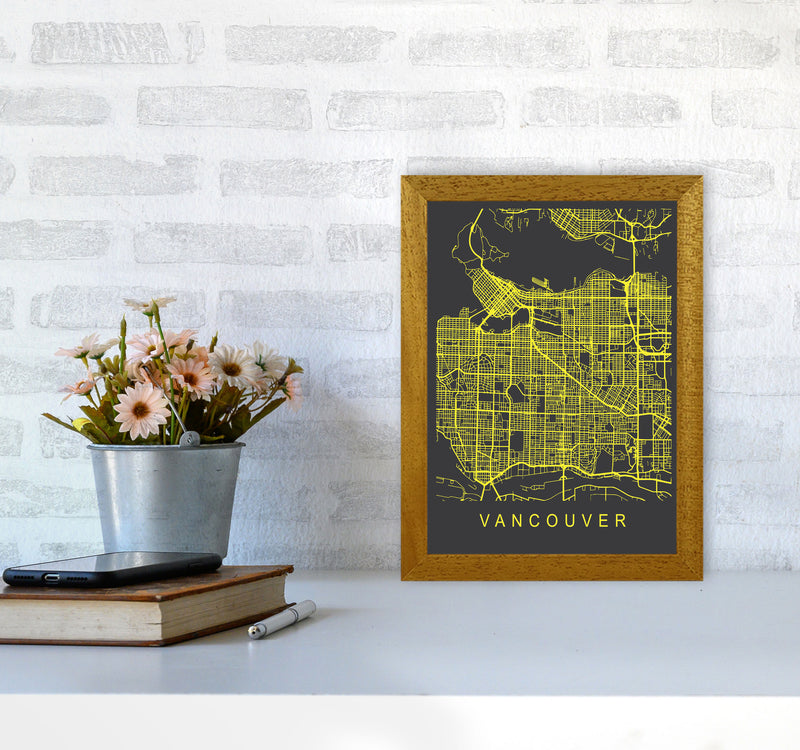 Vancouver Map Neon Art Print by Pixy Paper A4 Print Only