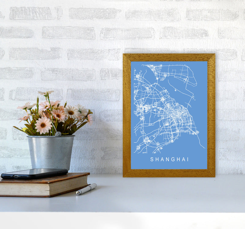 Shanghai Map Blueprint Art Print by Pixy Paper A4 Print Only