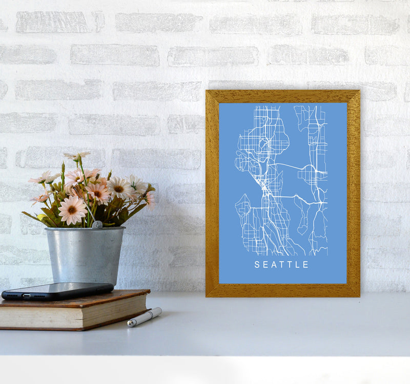 Seattle Map Blueprint Art Print by Pixy Paper A4 Print Only