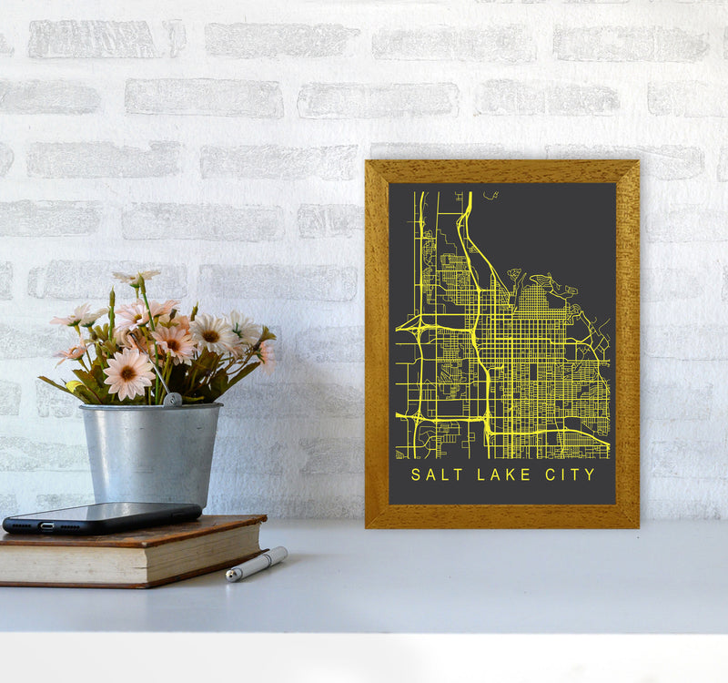 Salt Lake City Map Neon Art Print by Pixy Paper A4 Print Only