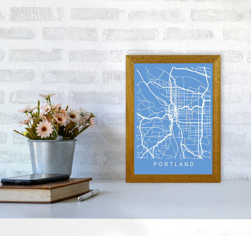 Portland Map Blueprint Art Print by Pixy Paper A4 Print Only