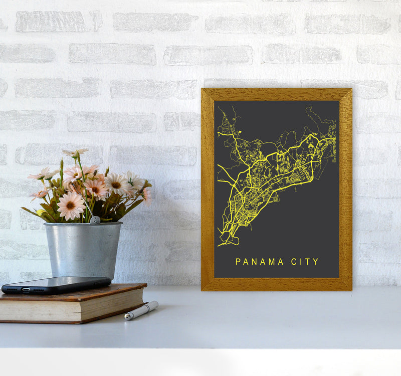 Panama City Map Neon Art Print by Pixy Paper A4 Print Only