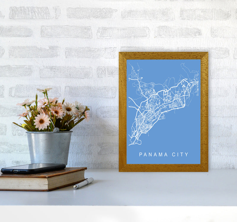 Panama City Map Blueprint Art Print by Pixy Paper A4 Print Only