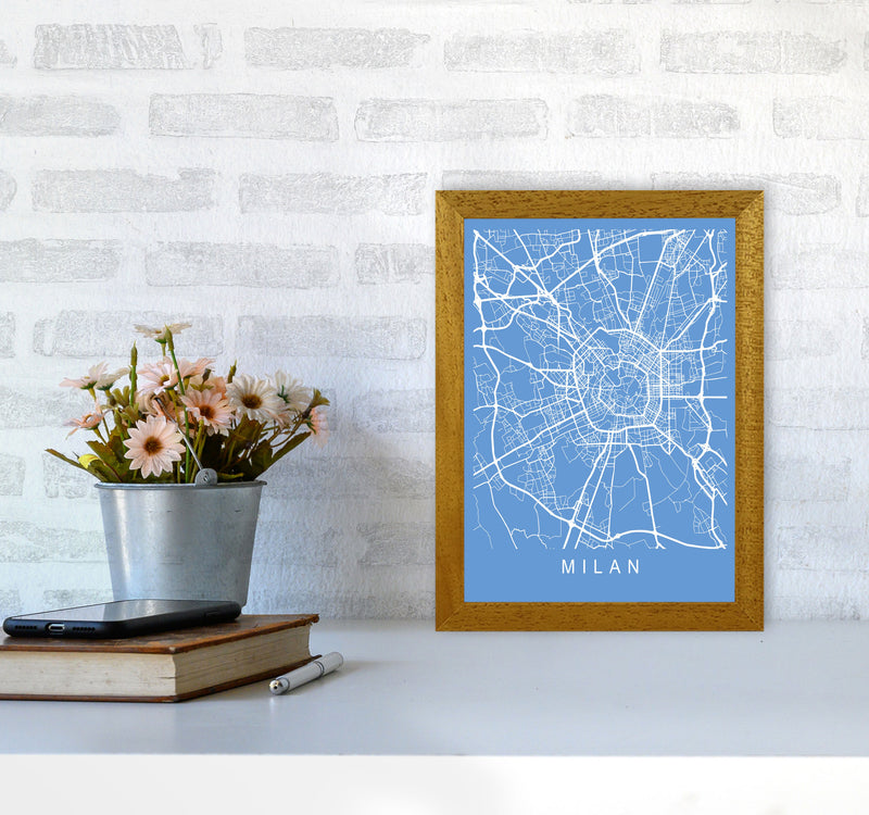 Milan Map Blueprint Art Print by Pixy Paper A4 Print Only