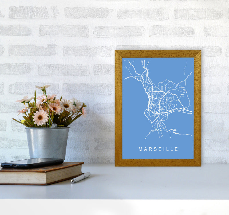 Marseille Map Blueprint Art Print by Pixy Paper A4 Print Only