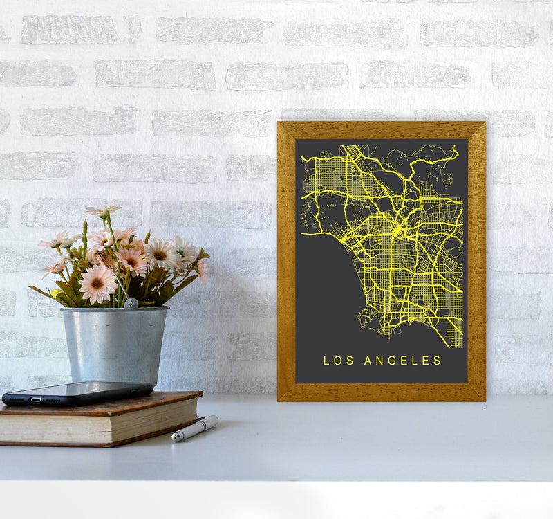 Los Angeles Map Neon Art Print by Pixy Paper A4 Print Only