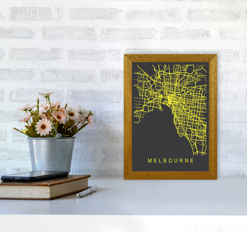 Melbourne Map Neon Art Print by Pixy Paper A4 Print Only