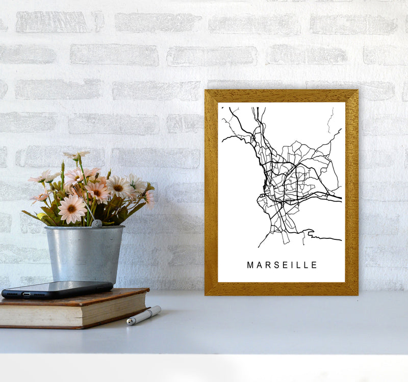 Marseille Map Art Print by Pixy Paper A4 Print Only