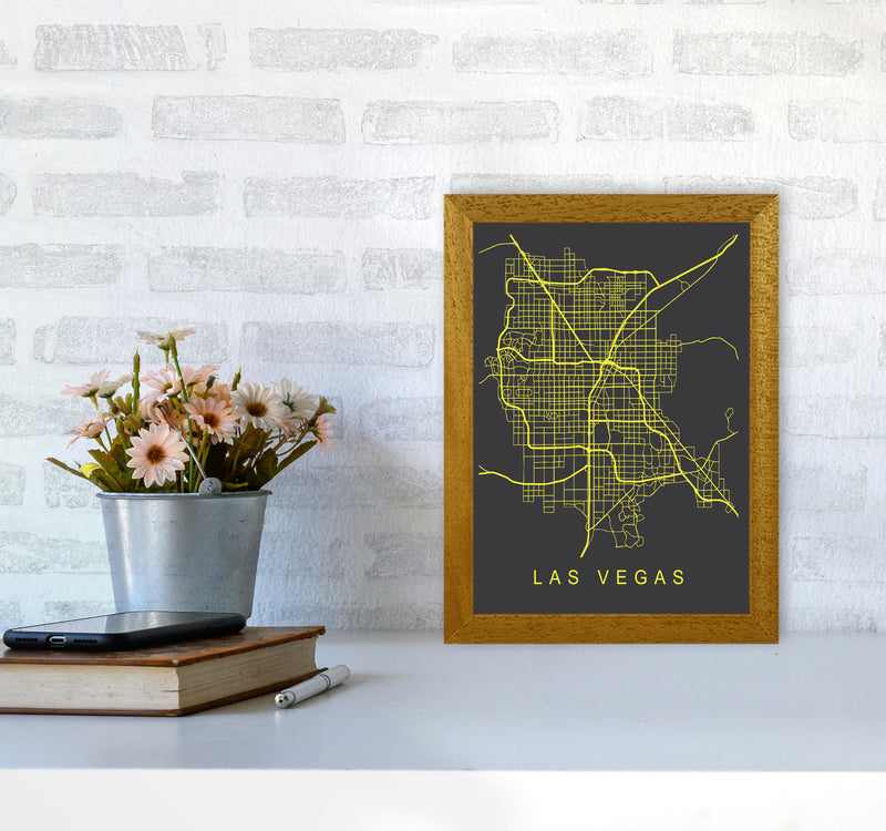 Las Vegas Map Neon Art Print by Pixy Paper A4 Print Only