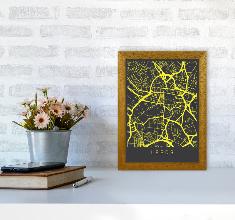 Leeds Map Neon Art Print by Pixy Paper A4 Print Only