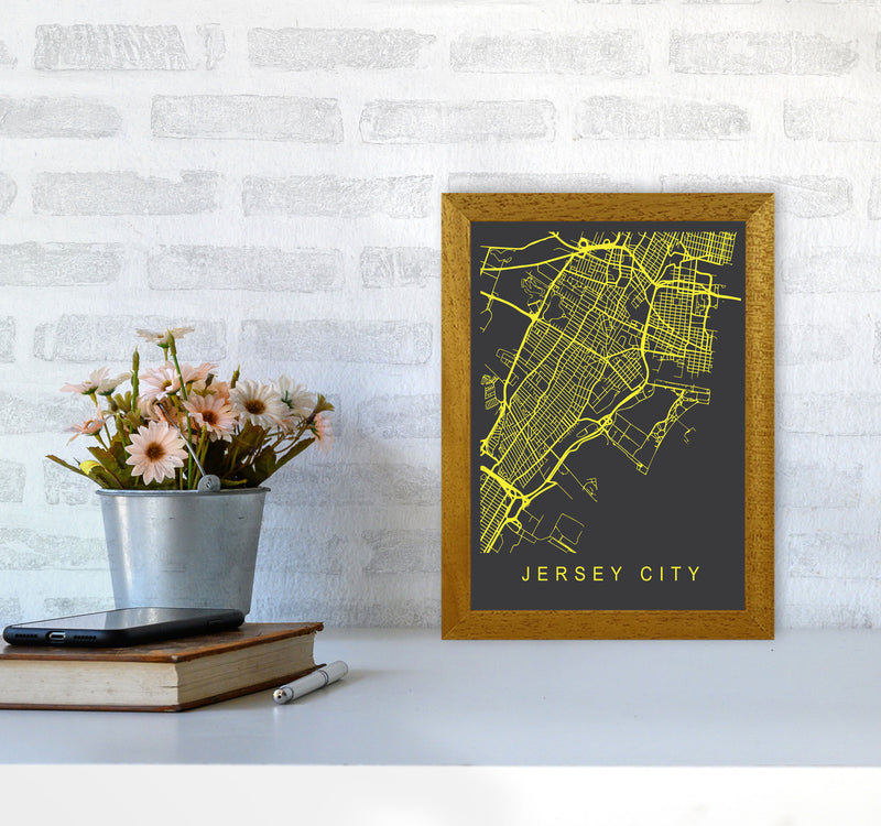 Jersey Map Neon Art Print by Pixy Paper A4 Print Only
